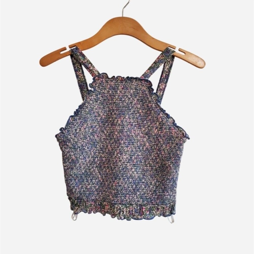 Anthropologie Floral Smocked Halter Style Top Size S Boho Cottage Feminine